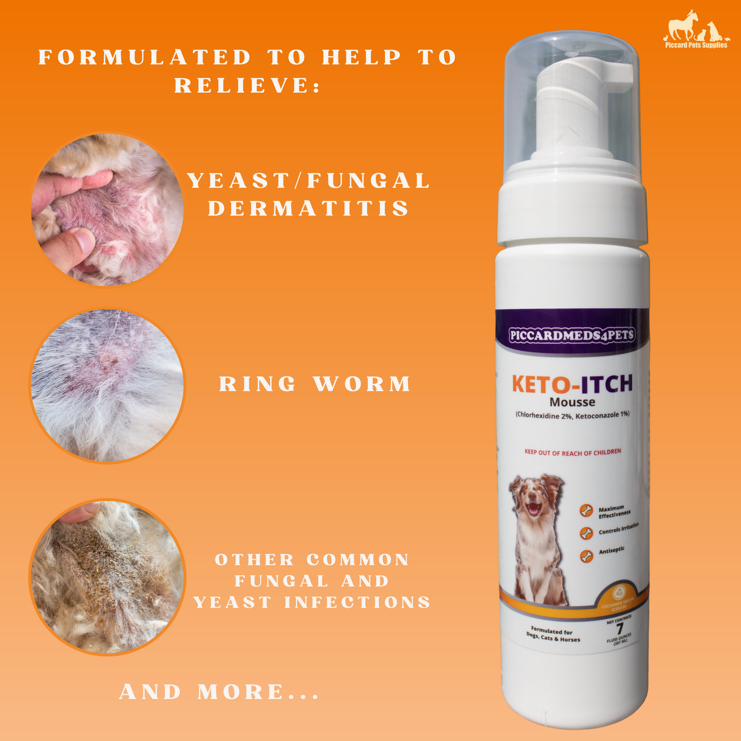 Piccardmeds4pets Keto-Itch Plus Antiseptic Mousse for Cats &