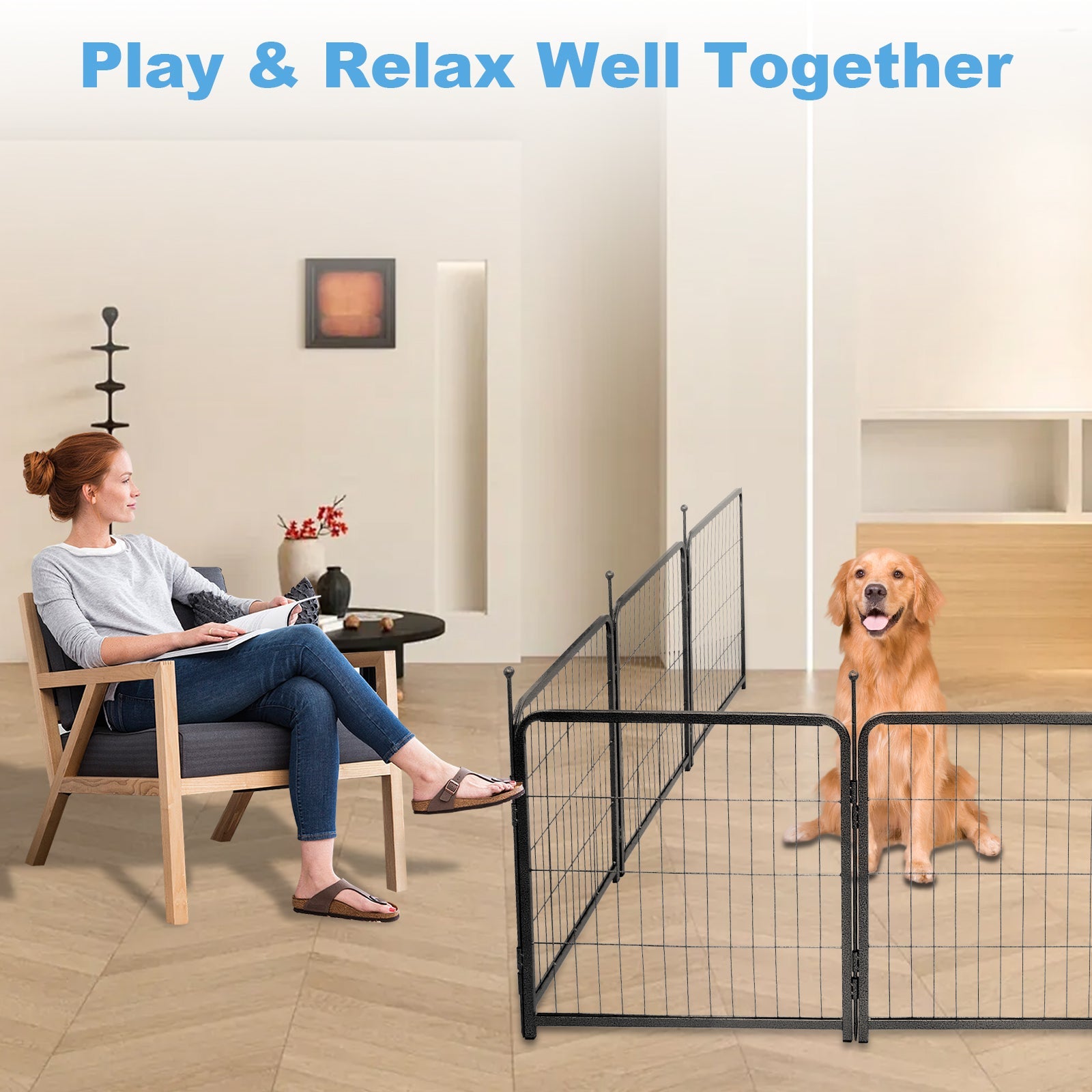 16 Panels Dog Playpen for outdoor,yard,camping,24"Height dog fence with 2 doors. - Purrfect Pet Kingdom