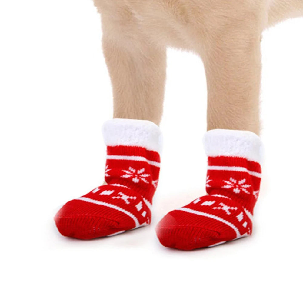 8pcs Pet Warm Cotton Socks Soft Anti Slip Claw Pattern