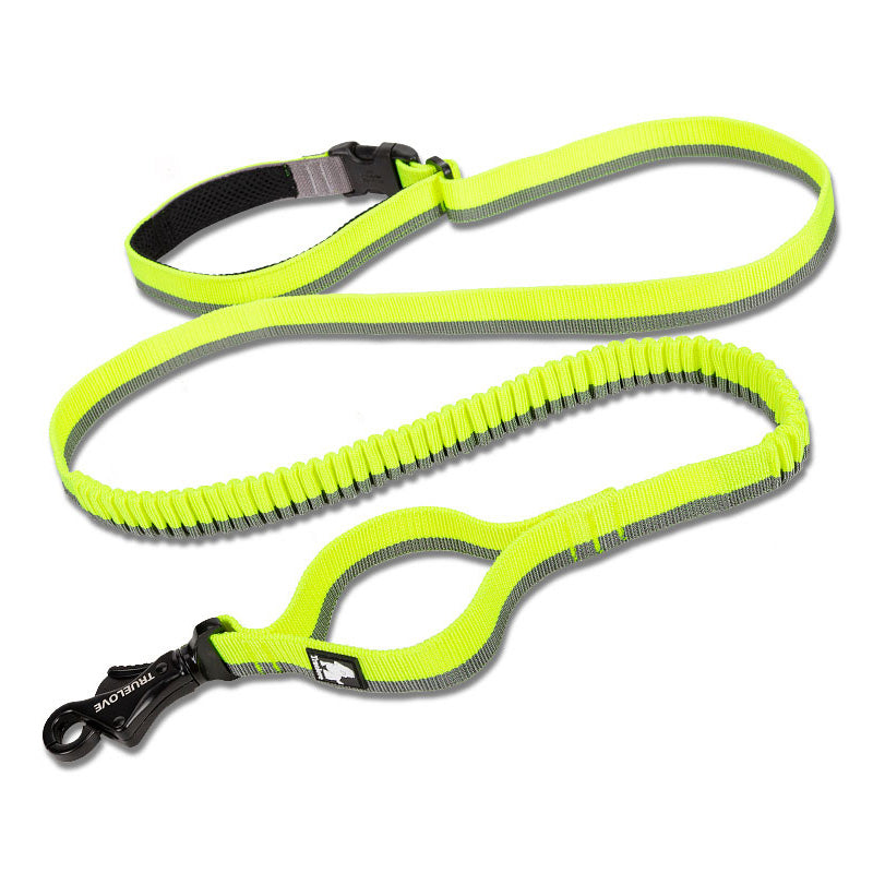 Pet dog leash with elastic cushioning suitable for outdoor