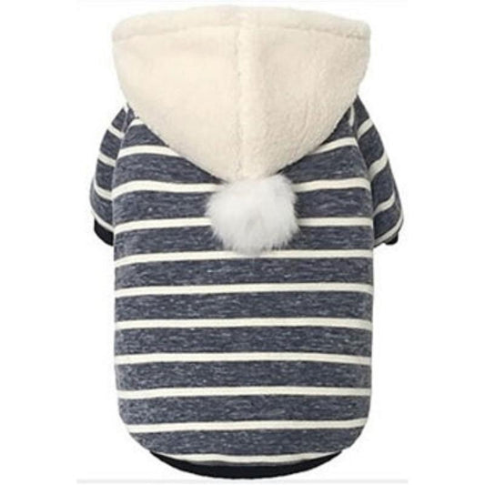 Striped Pom Pom Dog Hoodie - Only Available in Sizes MD and LG