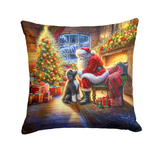 Portuguese Water Dog and Santa Claus Throw Pillow - 14x14 Decorative Pillow – Art for Your Home & Patio