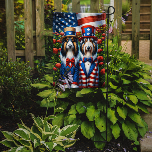 All American Bearded Collie Garden Flag –  Dogs with American Flag Background by Caroline’s Treasures