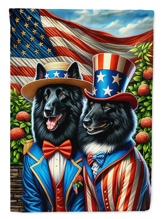All American Belgian Sheepdog Garden Flag –  Dogs with American Flag Background by Caroline’s Treasures