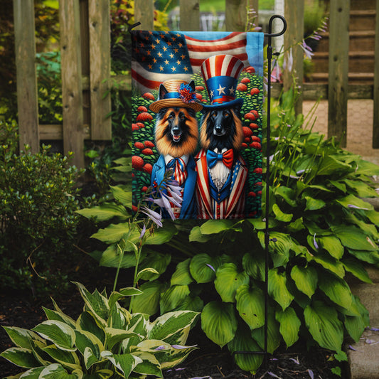 All American Belgian Tervuren Garden Flag –  Dogs with American Flag Background by Caroline’s Treasures