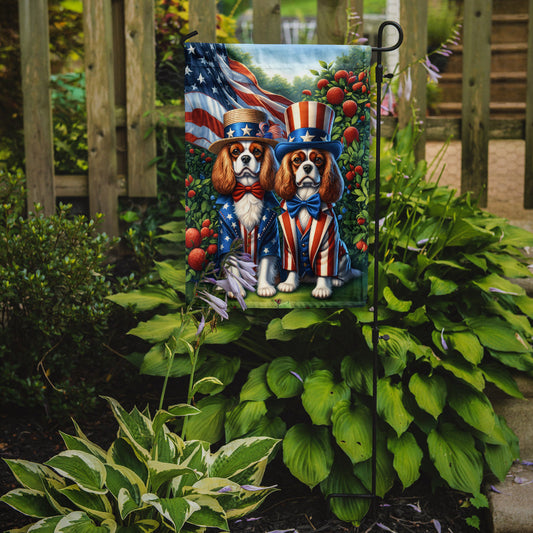 All American Cavalier Spaniel Garden Flag –  Dogs with American Flag Background by Caroline’s Treasures