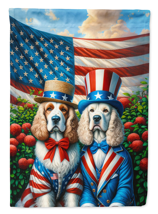 All American Clumber Spaniel Garden Flag –  Dogs with American Flag Background by Caroline’s Treasures