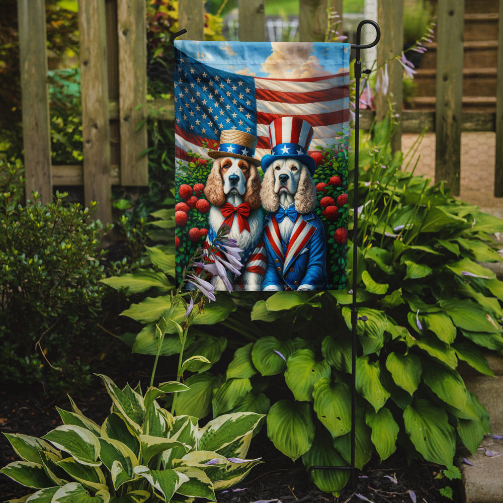 All American Clumber Spaniel Garden Flag –  Dogs with American Flag Background by Caroline’s Treasures
