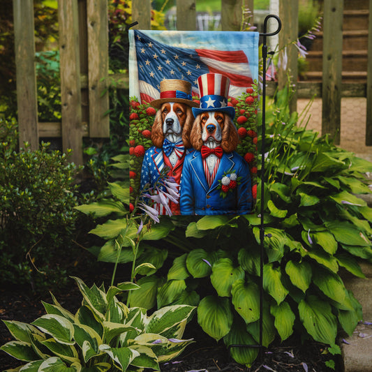 All American Clumber Spaniel Garden Flag –  Dogs with American Flag Background by Caroline’s Treasures