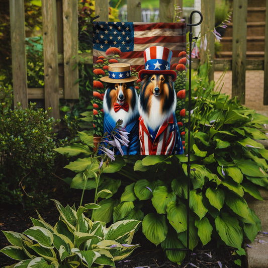 All American Collie Garden Flag –  Dogs with American Flag Background by Caroline’s Treasures