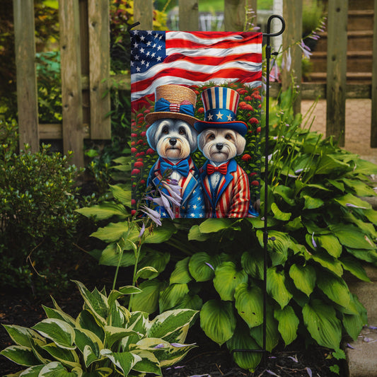 All American Dandie Dinmont Terrier Garden Flag –  Dogs with American Flag Background by Caroline’s Treasures