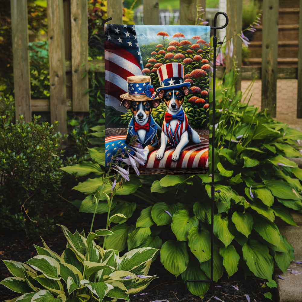 All American Rat Terrier Garden Flag –  Dogs with American Flag Background by Caroline’s Treasures