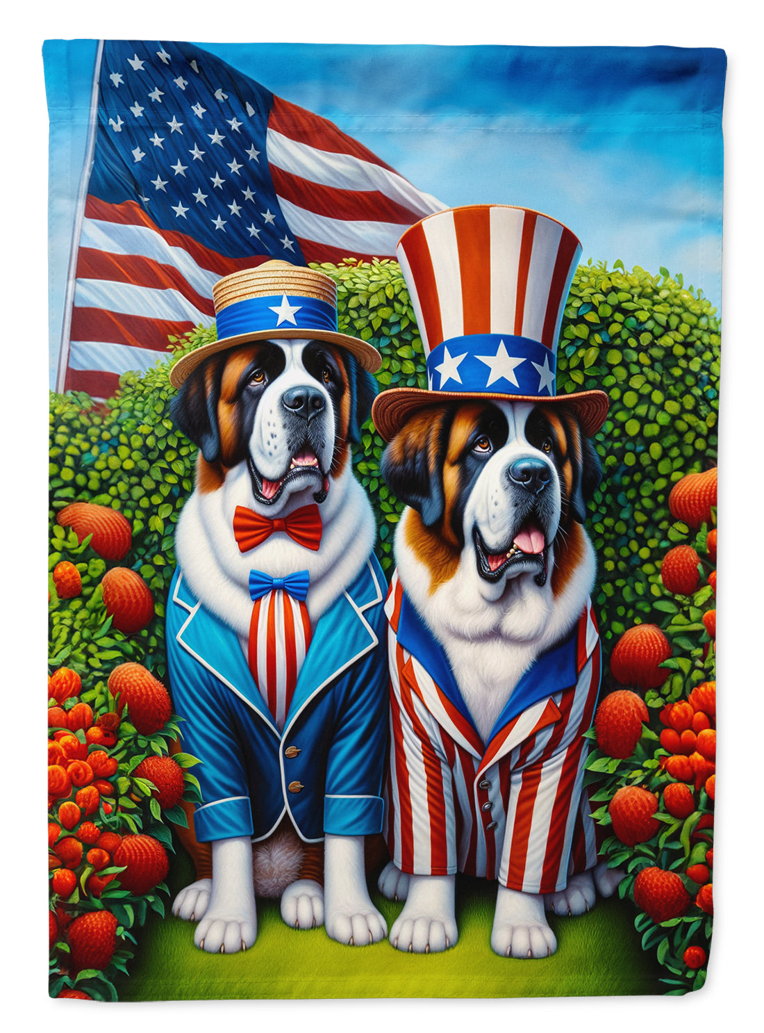 All American Saint Bernard Garden Flag –  Dogs with American Flag Background by Caroline’s Treasures