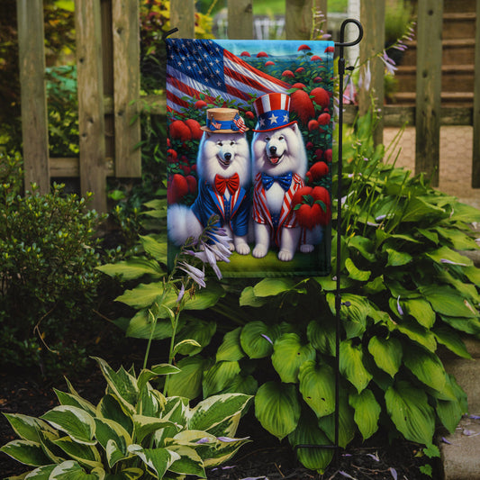 All American Samoyed Garden Flag –  Dogs with American Flag Background by Caroline’s Treasures