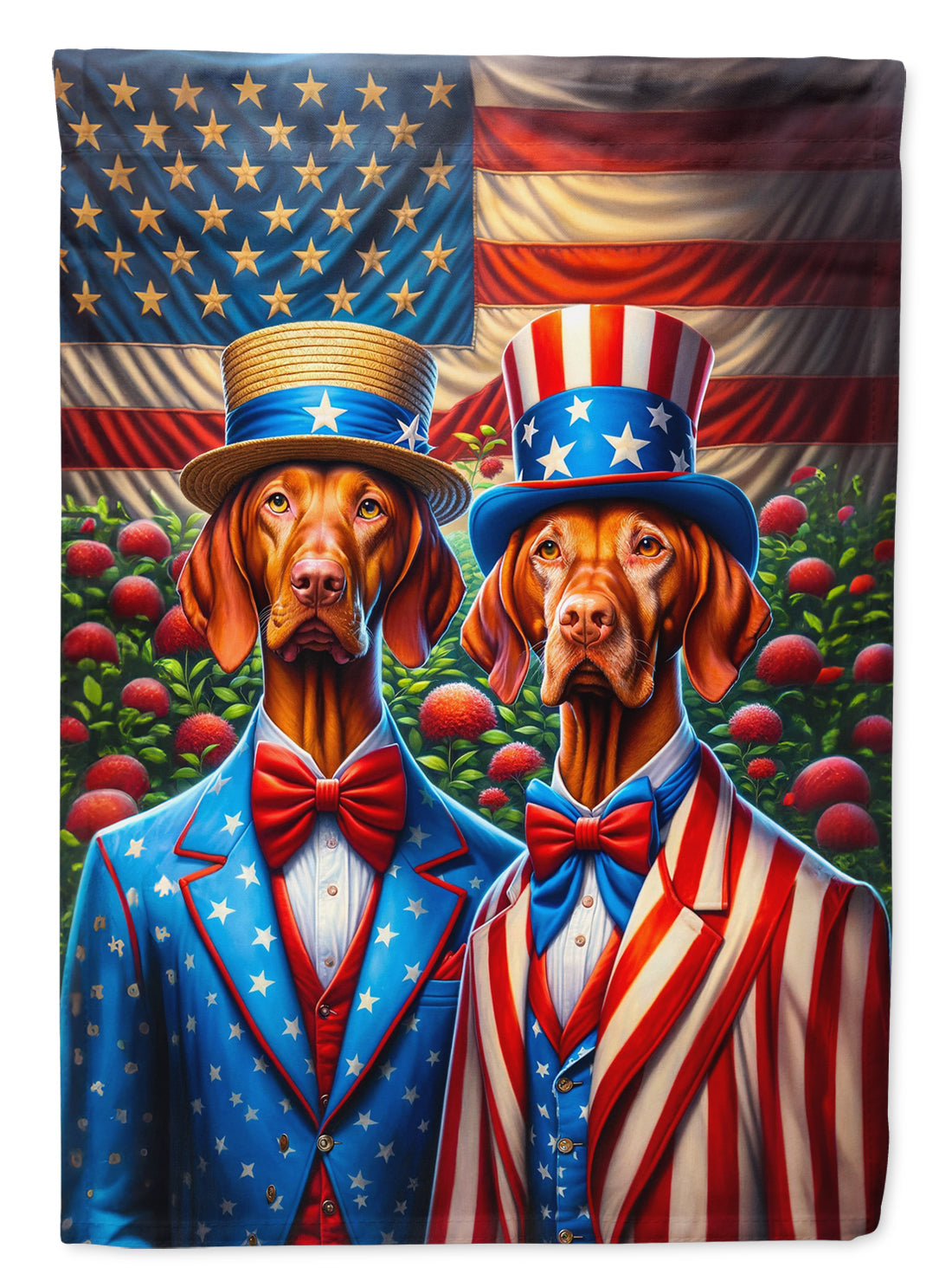 All American Vizsla Garden Flag –  Dogs with American Flag Background by Caroline’s Treasures