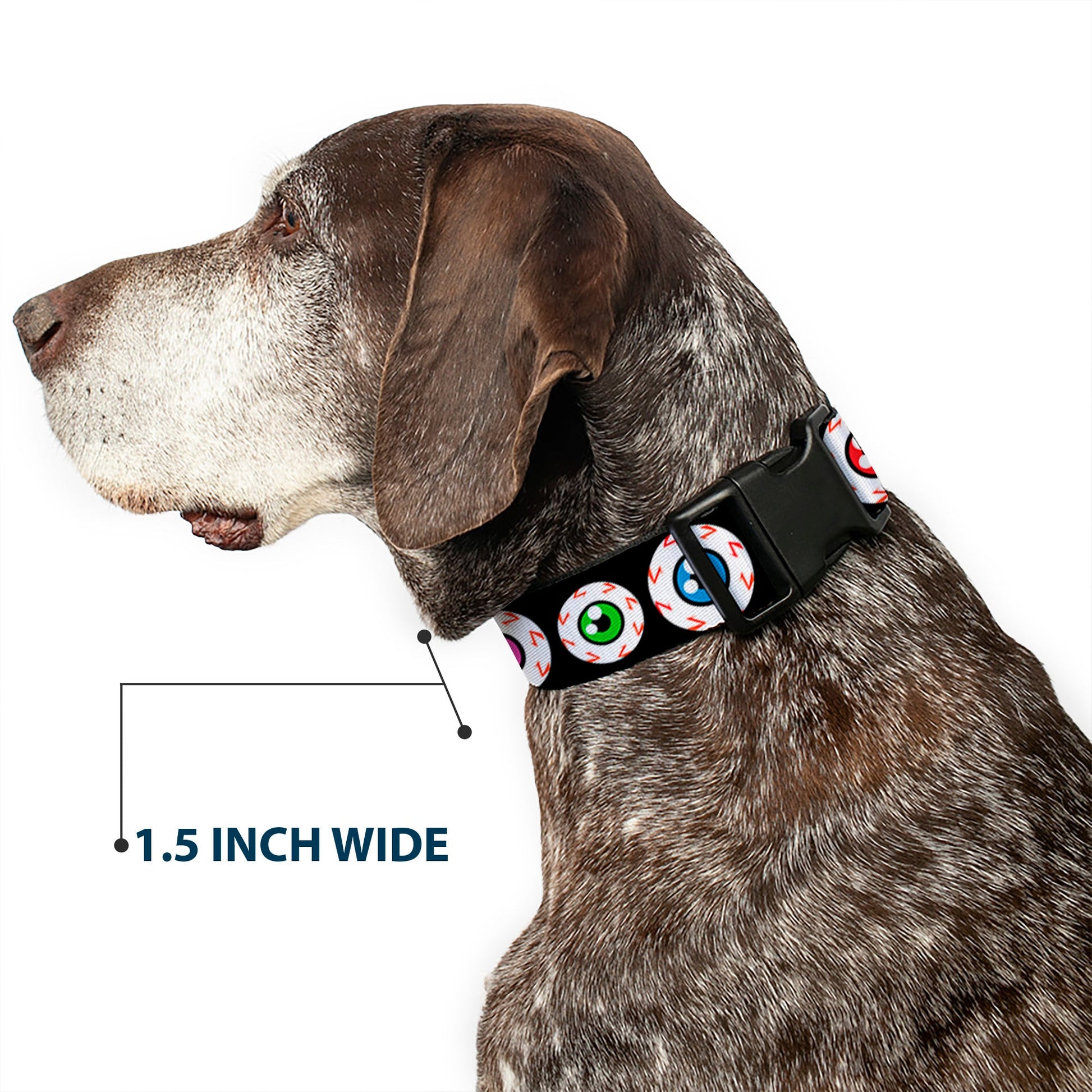 Plastic Clip Collar - Eyeballs Black/Multi Color - Premium Dog Collars - Buckle - Down
