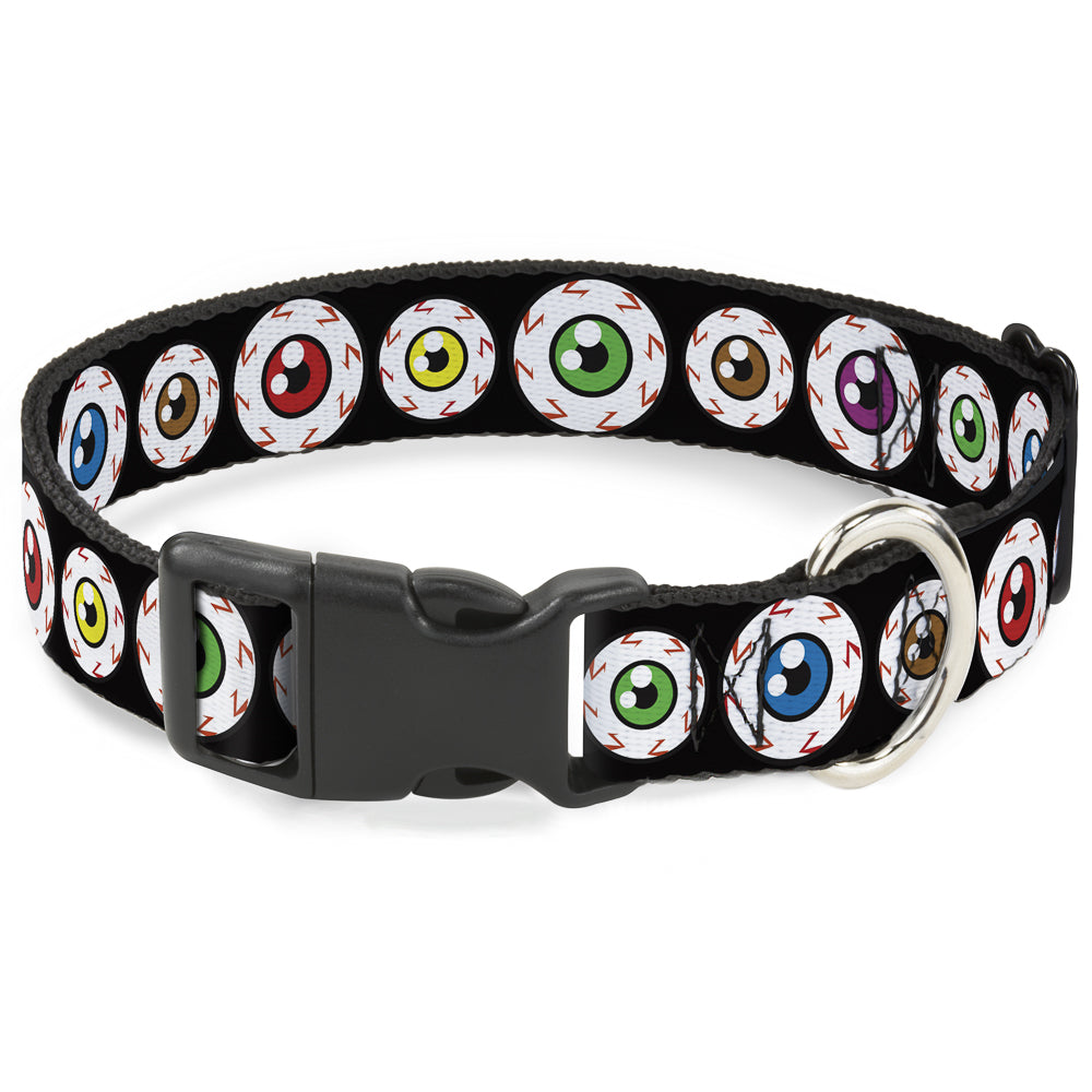 Plastic Clip Collar - Eyeballs Black/Multi Color - Premium Dog Collars - Buckle - Down