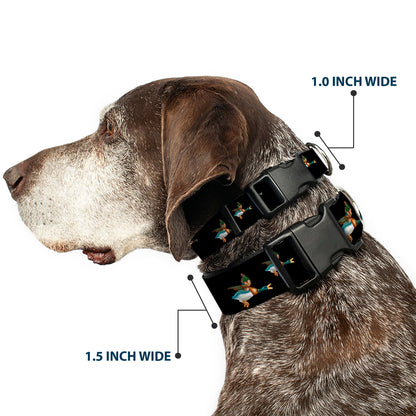 Dog Collar Plastic Clip Flying Mallards Black USA 🐕
