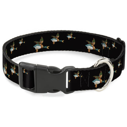 Dog Collar Plastic Clip Flying Mallards Black USA 🐕