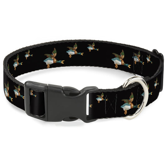 Dog Collar Plastic Clip Flying Mallards Black USA 🐕