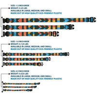 Plastic Clip Collar - Geometric8 Charcoal/Orange/Gold/Blue