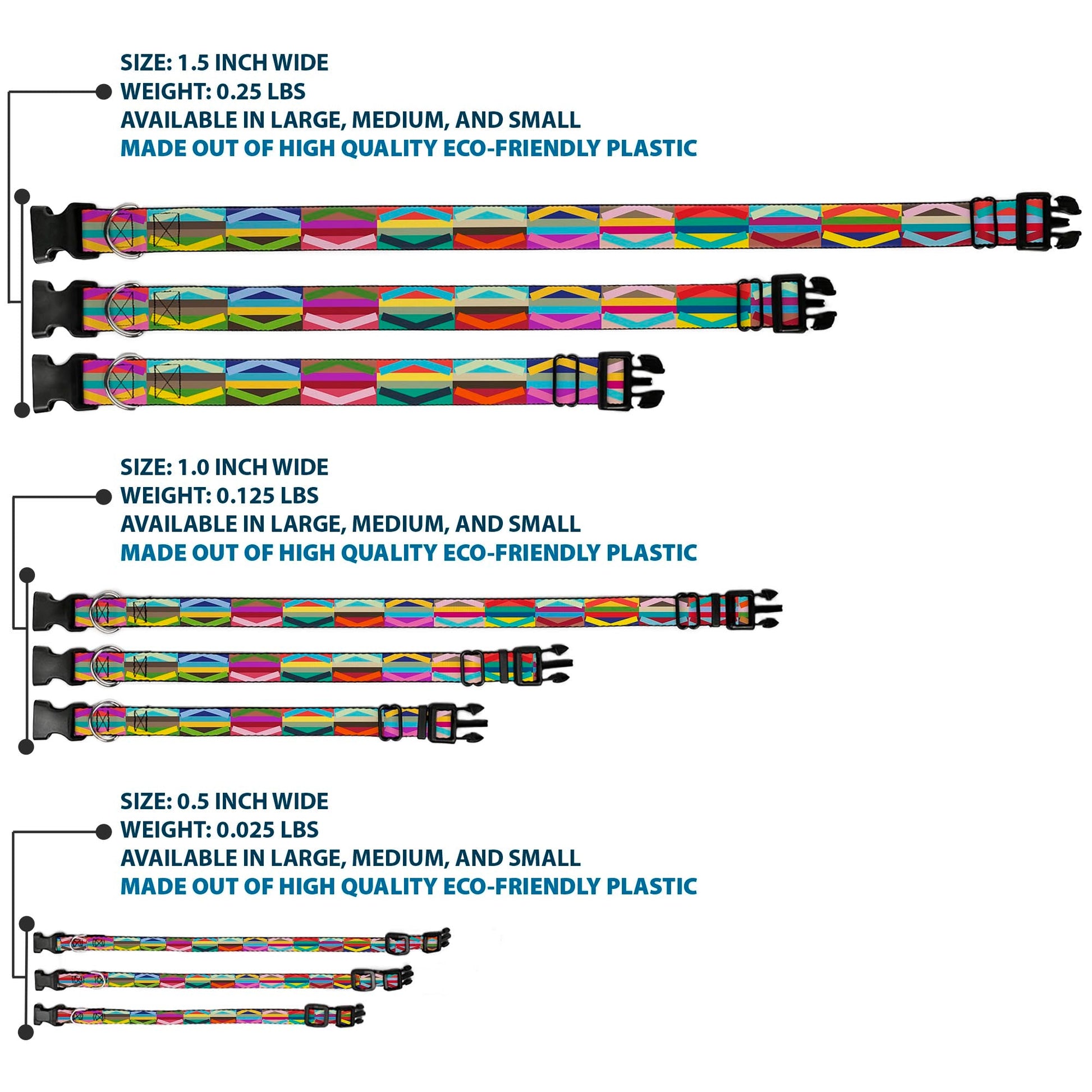 Plastic Clip Collar - Geometric10 Multi Color - Premium Dog Collars - Buckle - Down