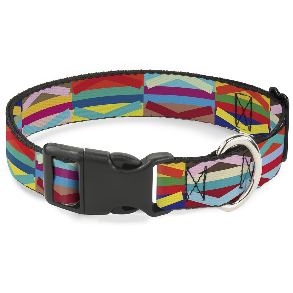 Plastic Clip Collar - Geometric10 Multi Color - Premium Dog Collars - Buckle - Down