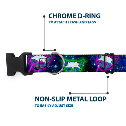 Dog Collar Plastic Clip Space Cats Laser Eyes Fun 🐕
