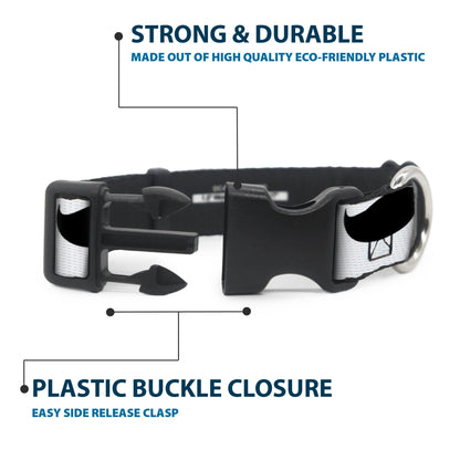 Dog Collar Plastic Clip Mustaches White Black USA 🐕