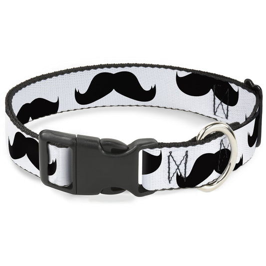 Dog Collar Plastic Clip Mustaches White Black USA 🐕
