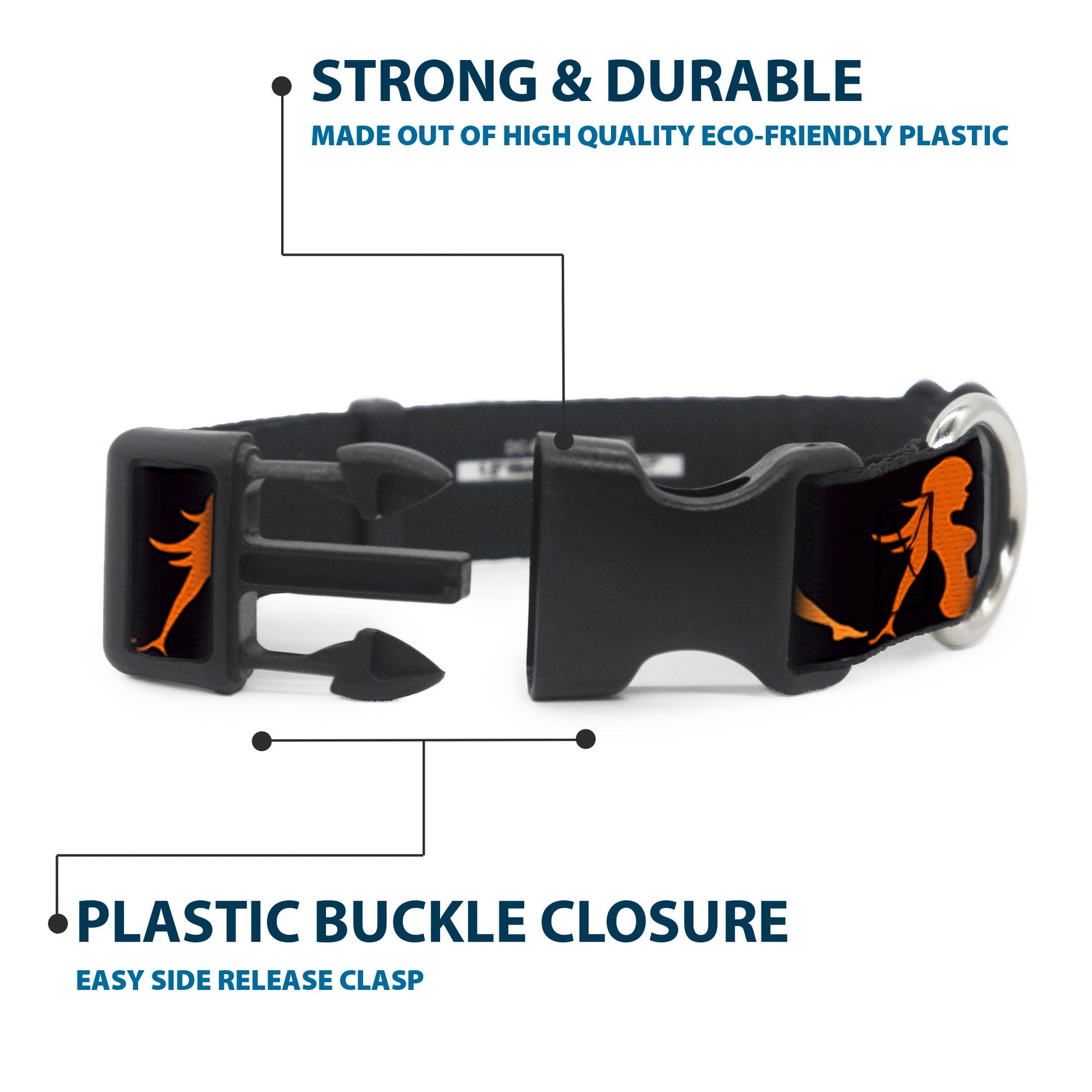 Plastic Clip Collar - Mud Flap Girl Repeat Black/Orange Fade - Premium Dog Collars - Buckle - Down