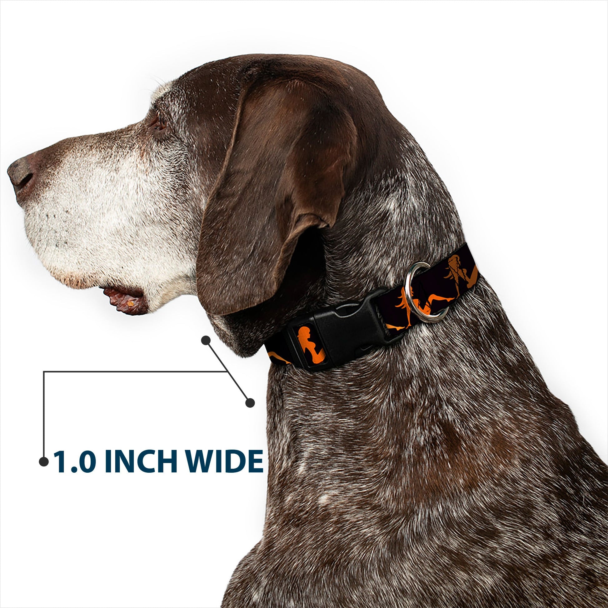 Plastic Clip Collar - Mud Flap Girl Repeat Black/Orange Fade - Premium Dog Collars - Buckle - Down
