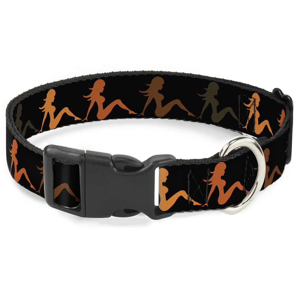 Plastic Clip Collar - Mud Flap Girl Repeat Black/Orange Fade - Premium Dog Collars - Buckle - Down