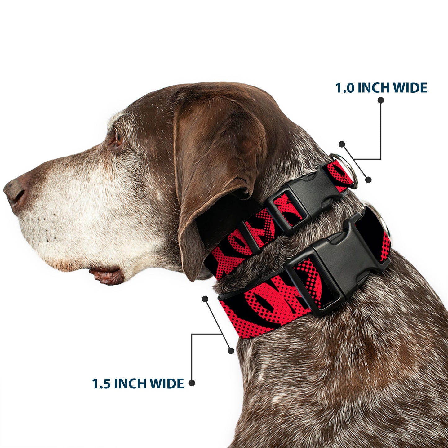 Plastic Clip Collar - Peace Dots Black/Fuchsia - Premium Dog Collars - Buckle - Down