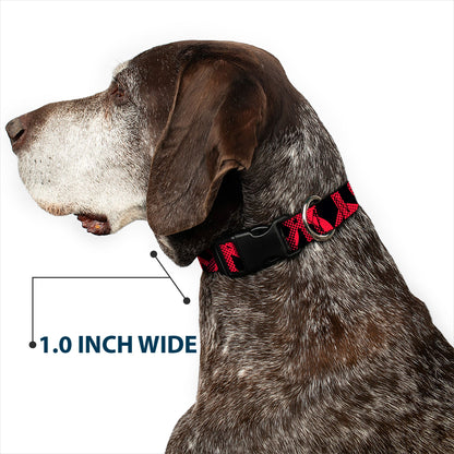Dog Collar Plastic Clip Peace Dots Black Fuchsia USA 🐕
