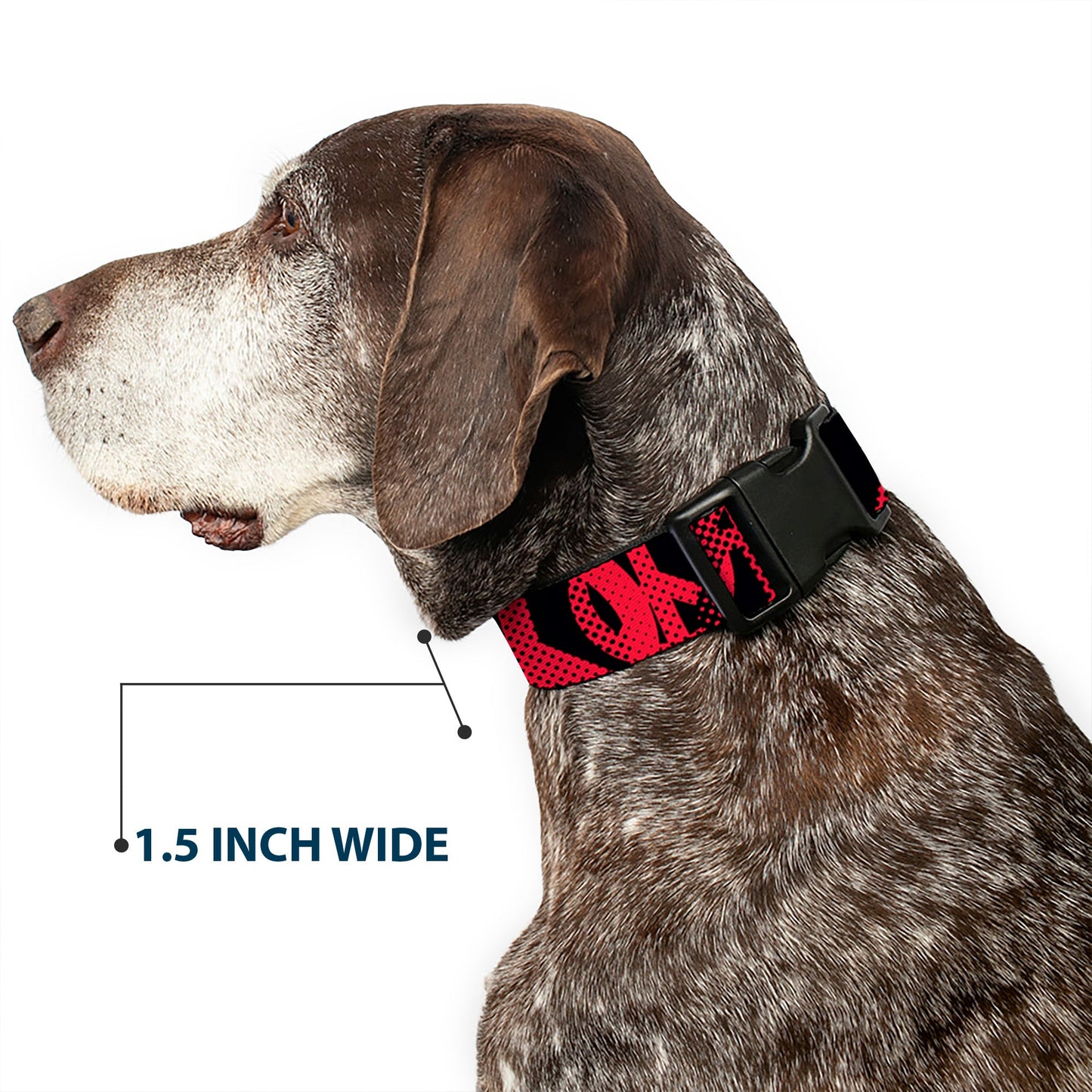 Plastic Clip Collar - Peace Dots Black/Fuchsia - Premium Dog Collars - Buckle - Down