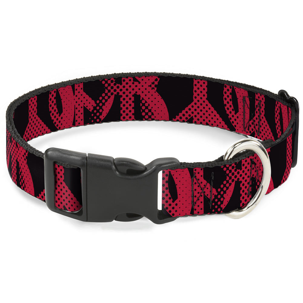 Plastic Clip Collar - Peace Dots Black/Fuchsia - Premium Dog Collars - Buckle - Down