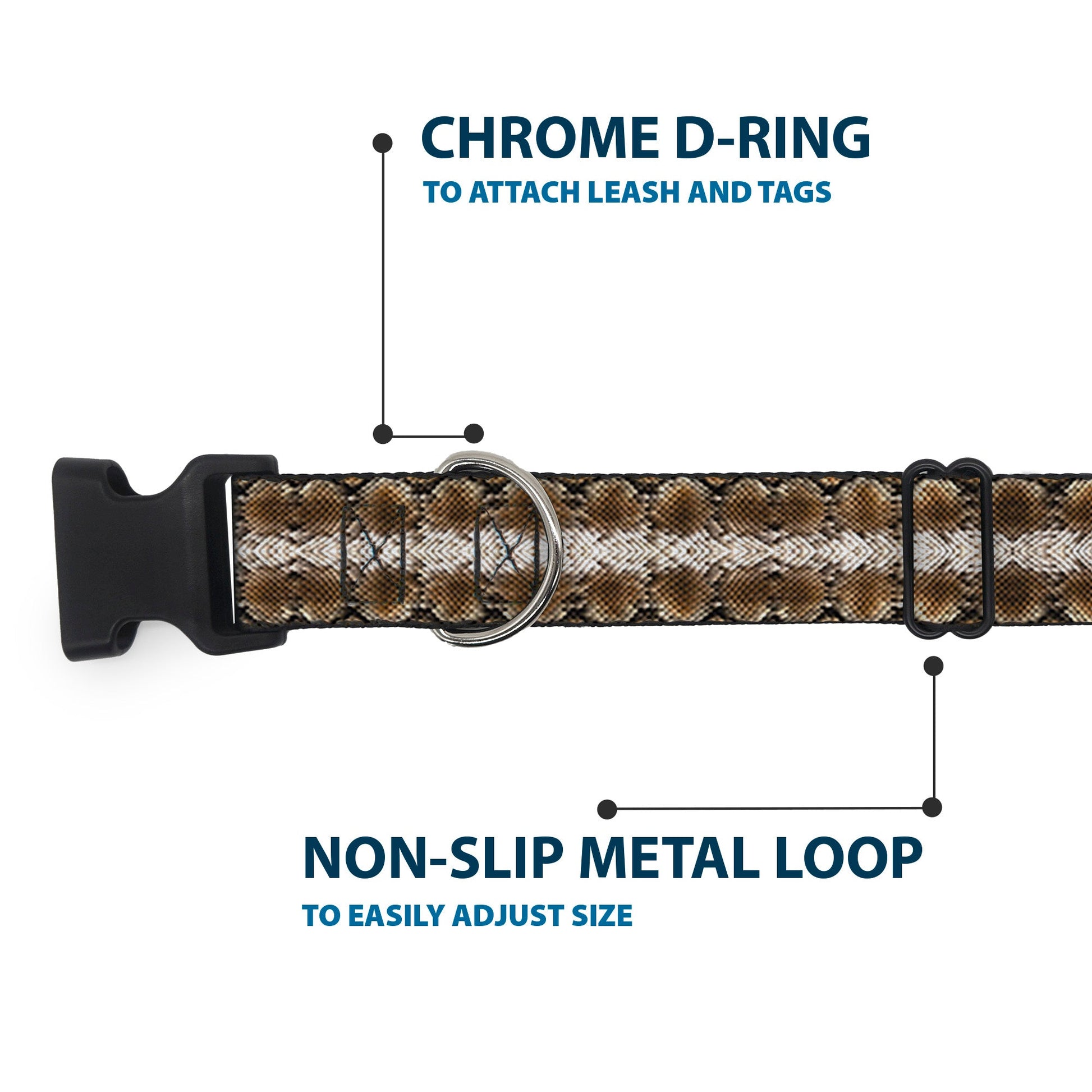 Plastic Clip Collar - Snake Skin 2 - Premium Dog Collars - Buckle - Down
