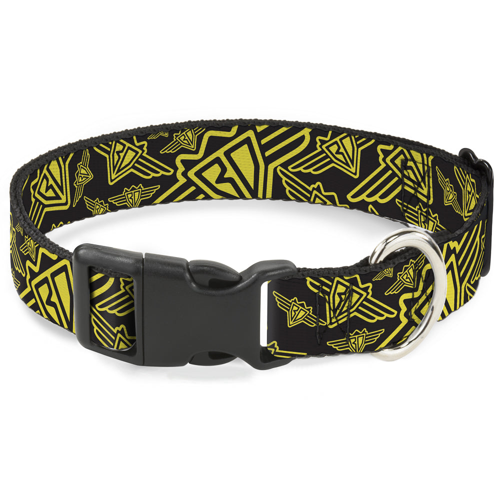 Plastic Clip Collar - BD Logo Scattered Black/Yellow - Plastic Clip Collars - Buckle - Down