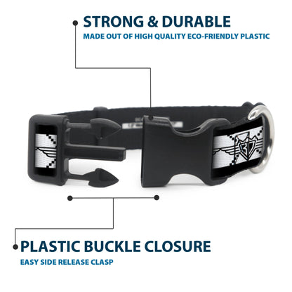 Dog Collar Plastic Clip BD Monogram White Black USA 🐕