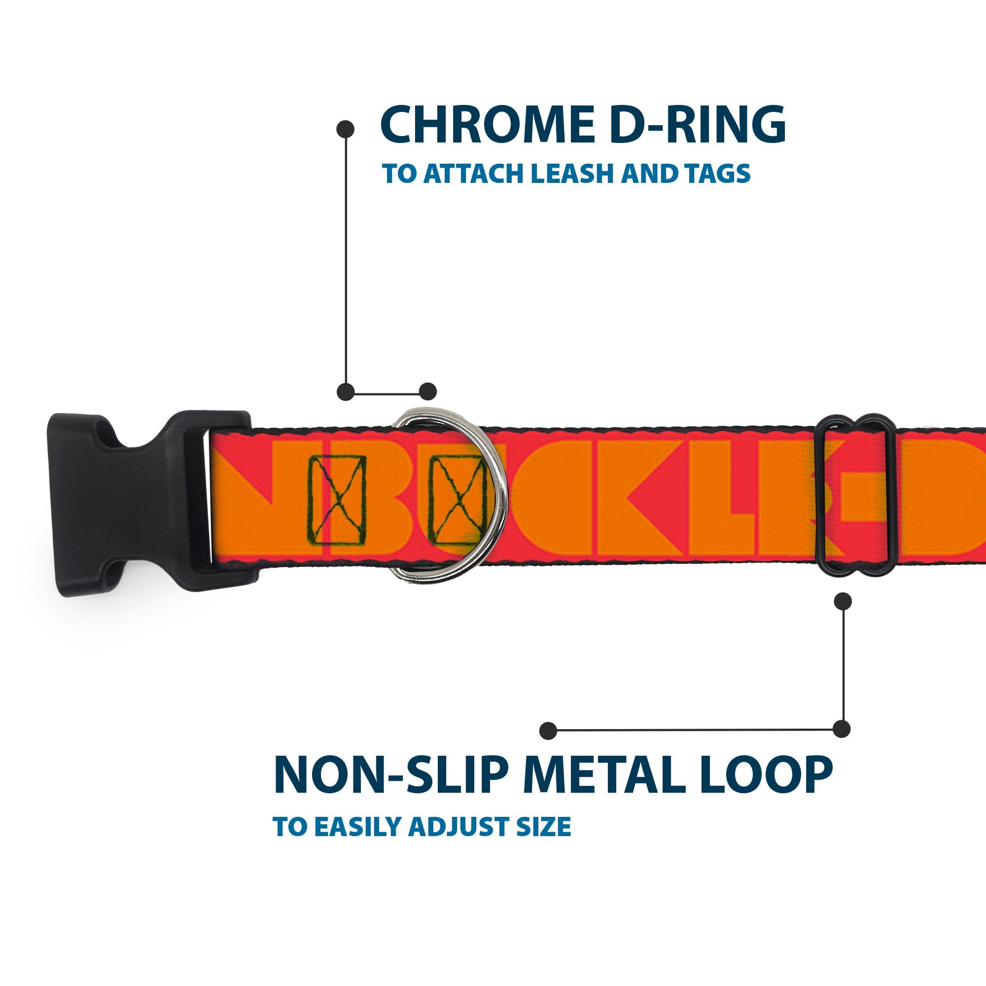 Plastic Clip Collar - BUCKLE - DOWN Shapes Red/Orange - Premium Dog Collars - Buckle - Down