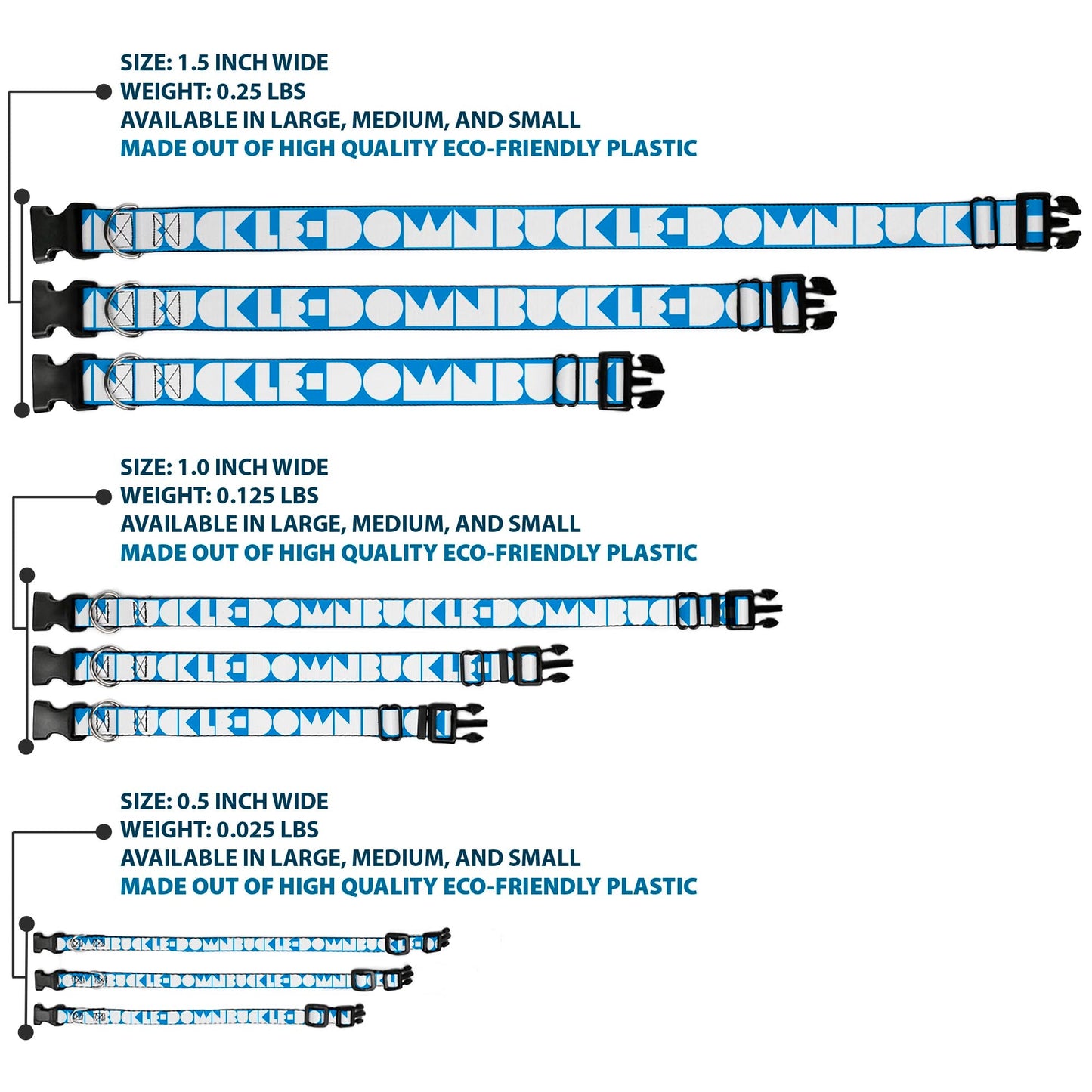 Plastic Clip Collar - BUCKLE - DOWN Shapes Turquoise/White - Premium Dog Collars - Buckle - Down
