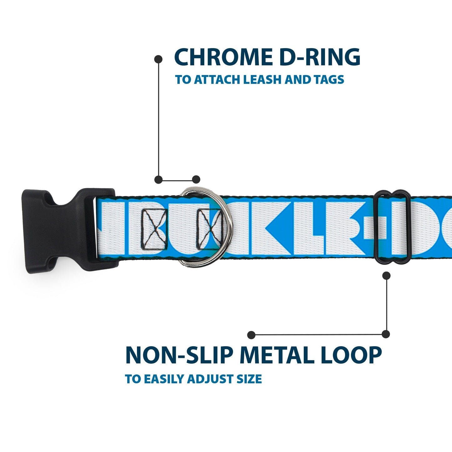 Plastic Clip Collar - BUCKLE - DOWN Shapes Turquoise/White - Premium Dog Collars - Buckle - Down