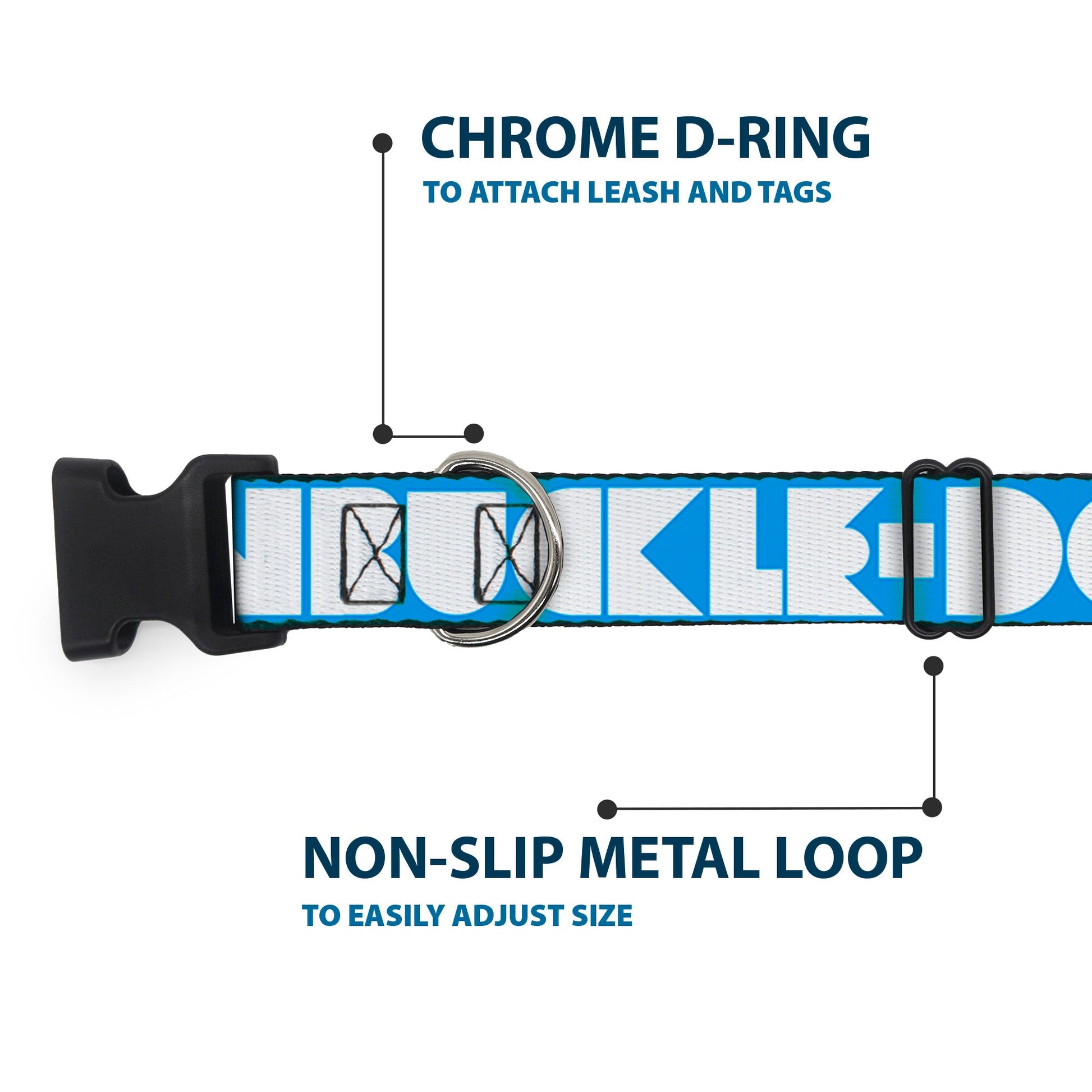 Plastic Clip Collar - BUCKLE - DOWN Shapes Turquoise/White - Premium Dog Collars - Buckle - Down