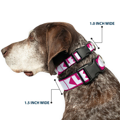 Dog Collar Plastic Clip Hot Pink White Shapes USA 🐕