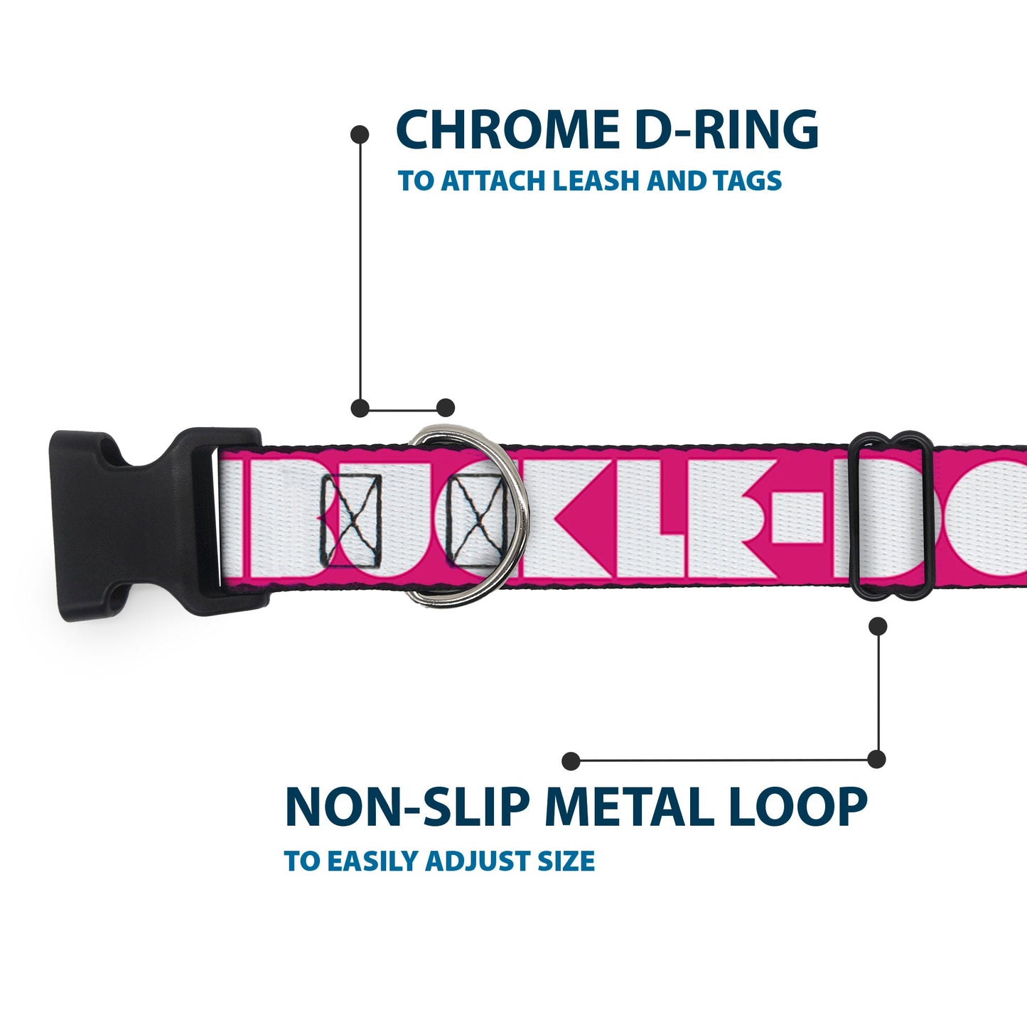 Plastic Clip Collar - BUCKLE - DOWN Shapes Hot Pink/White - Premium Dog Collars - Buckle - Down
