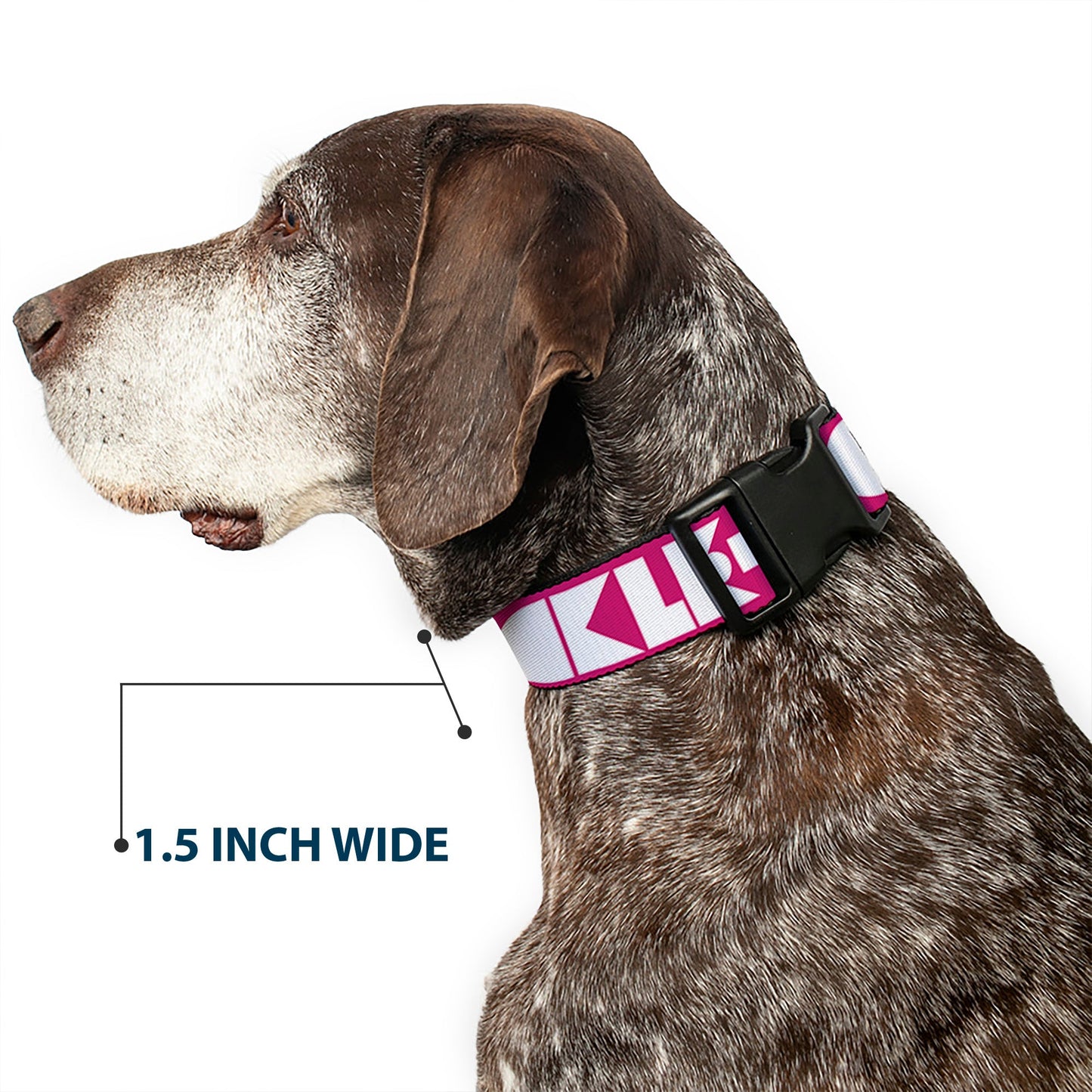Plastic Clip Collar - BUCKLE - DOWN Shapes Hot Pink/White - Premium Dog Collars - Buckle - Down