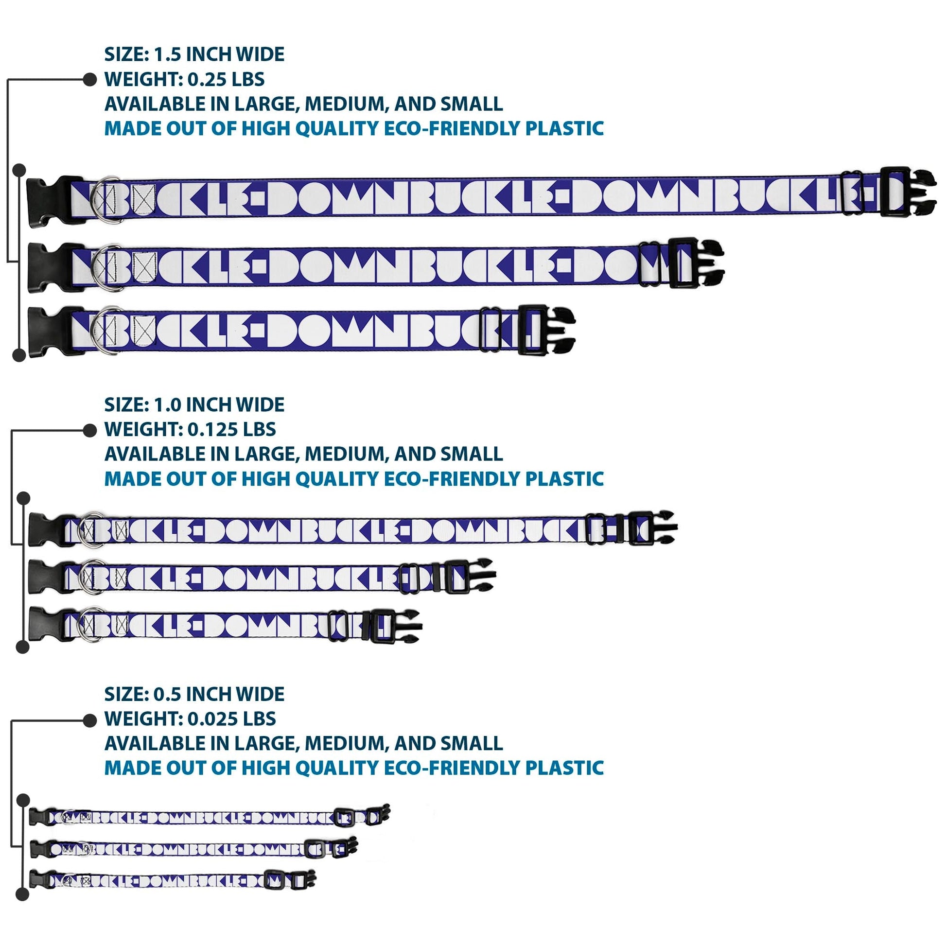 Plastic Clip Collar - BUCKLE - DOWN Shapes Blue/White - Plastic Clip Collars - Buckle - Down