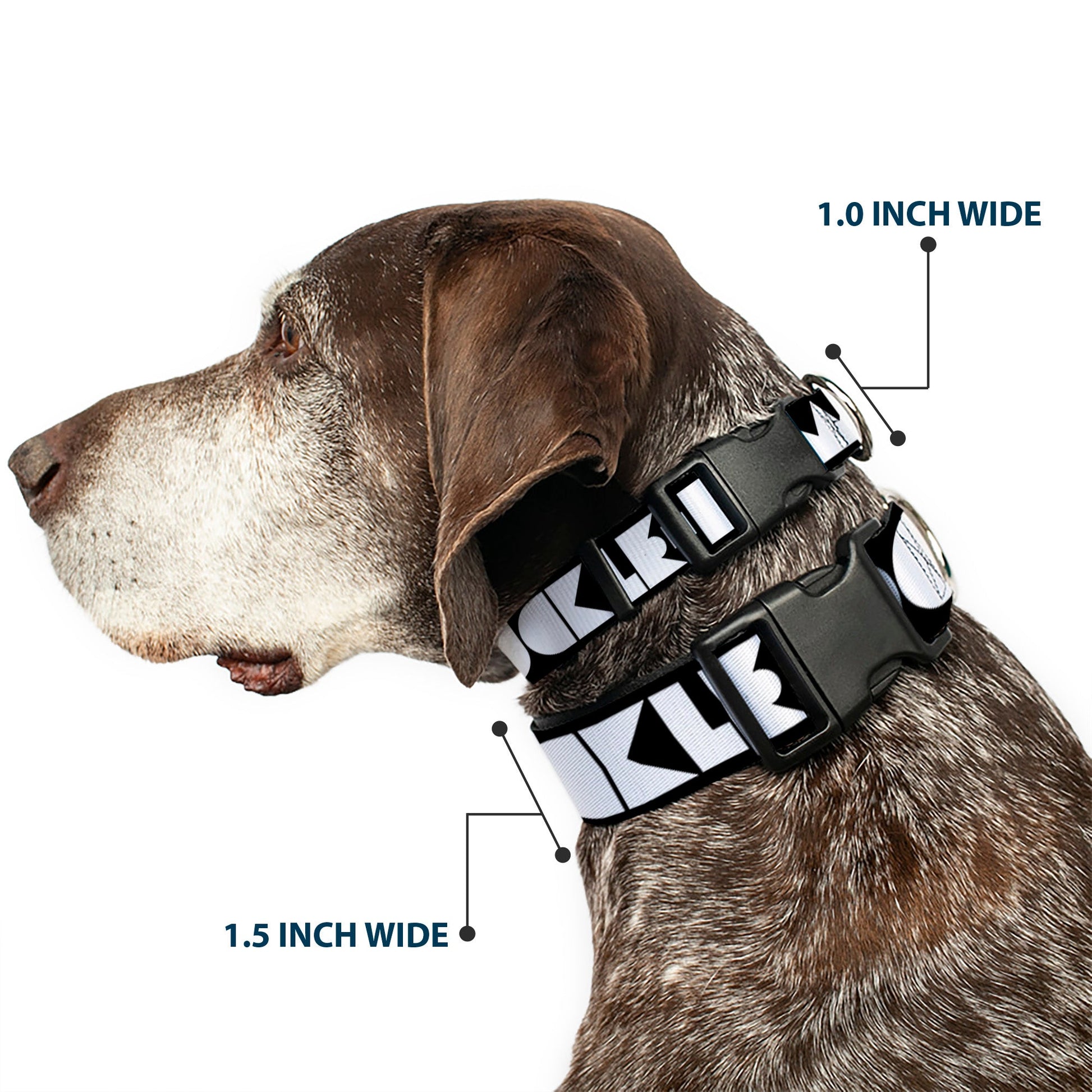 Plastic Clip Collar - BUCKLE - DOWN Shapes Black/White - Premium Dog Collars - Buckle - Down