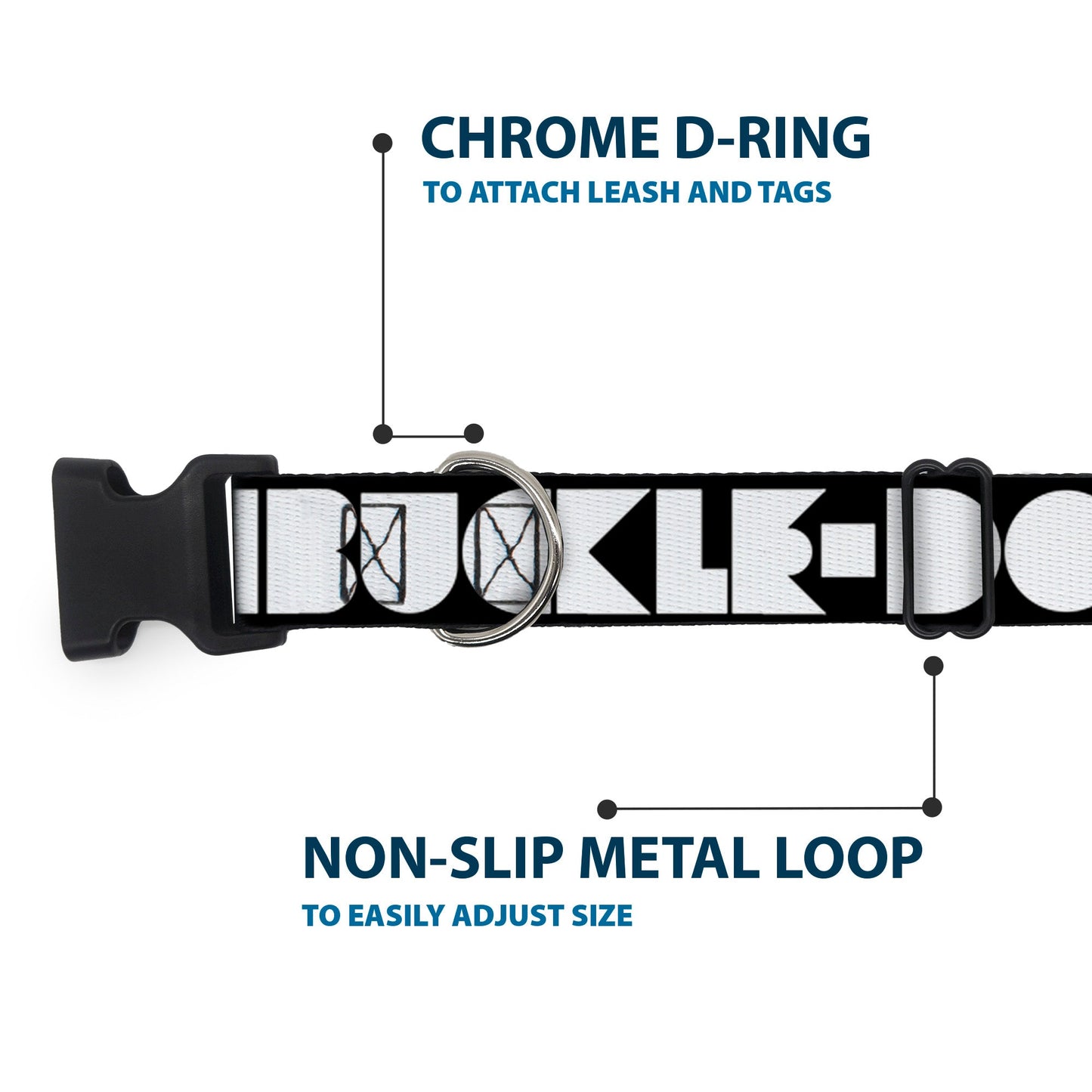 Plastic Clip Collar - BUCKLE - DOWN Shapes Black/White - Premium Dog Collars - Buckle - Down